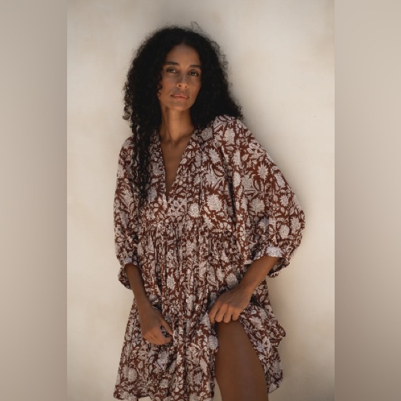 Daughters of India boho Kyra Dress in Wine XS - Picture 2 of 7